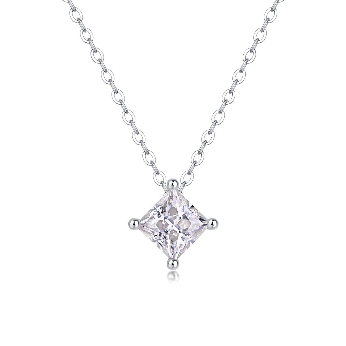 Moissanite Square Pendant Necklace S925