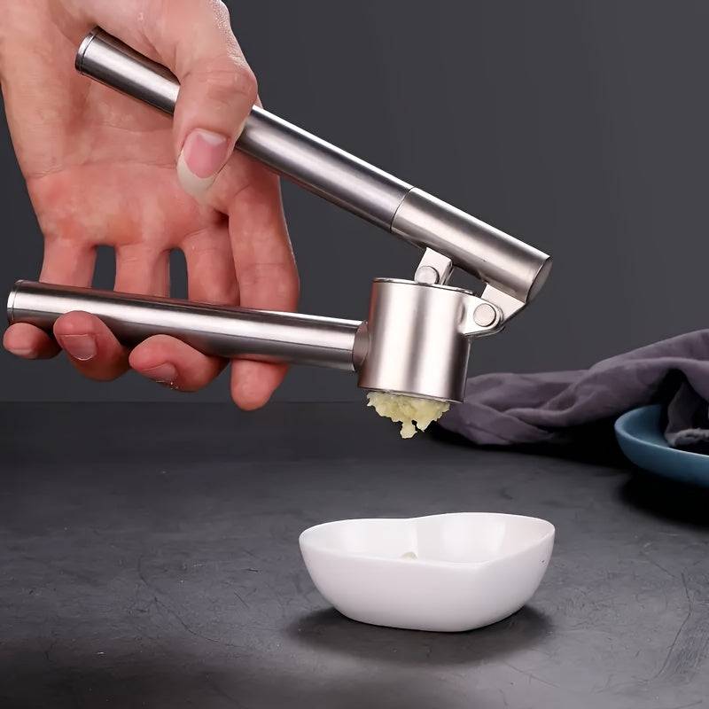 Stainless Steel Garlic Press with Peeler Heavy-Duty Manual Crusher with Removable Insert Easy-Clean Kitchen Tool for Effortless Garlic Prep at Home or in Professional Kitchens