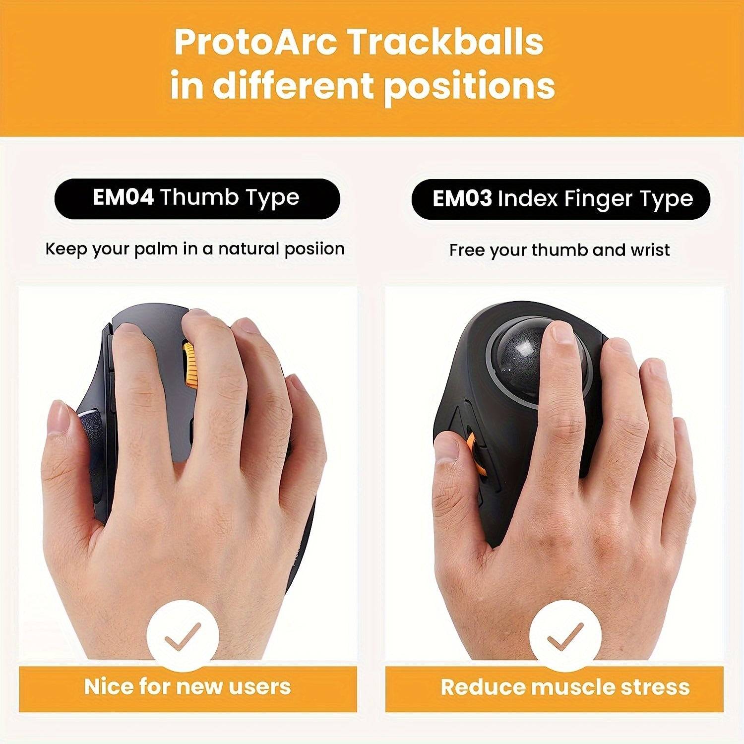 Ergonomic Wireless Trackball Mouse – Rechargeable Thumb-Control for PC & Mac