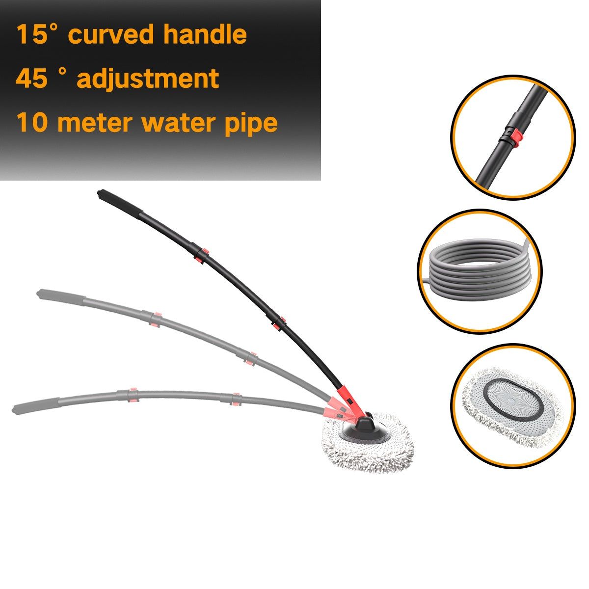 41 Inch Car Wash Mop With Hose And Soft Brush