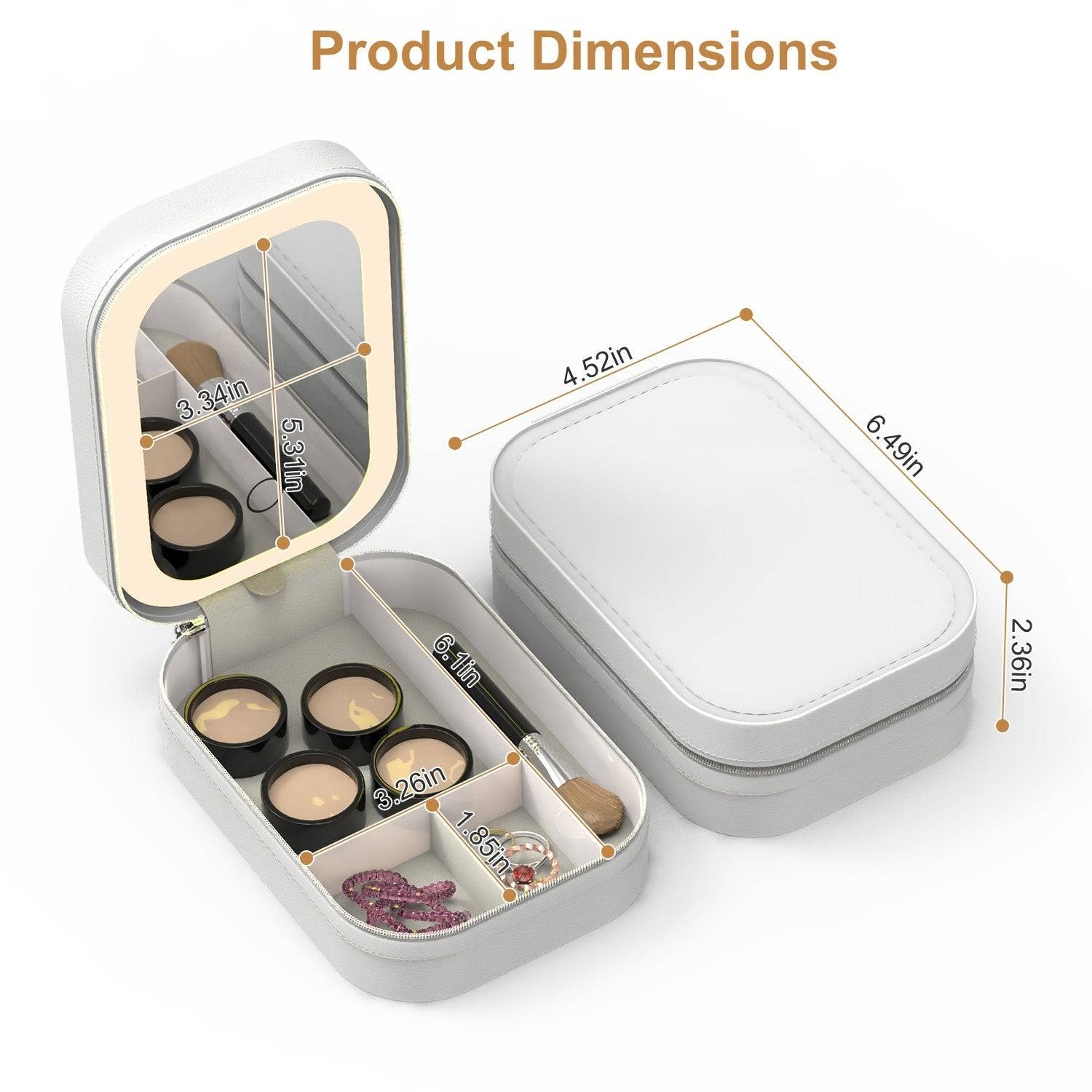 Portable Makeup Bag with LED Mirror Waterproof Organizer