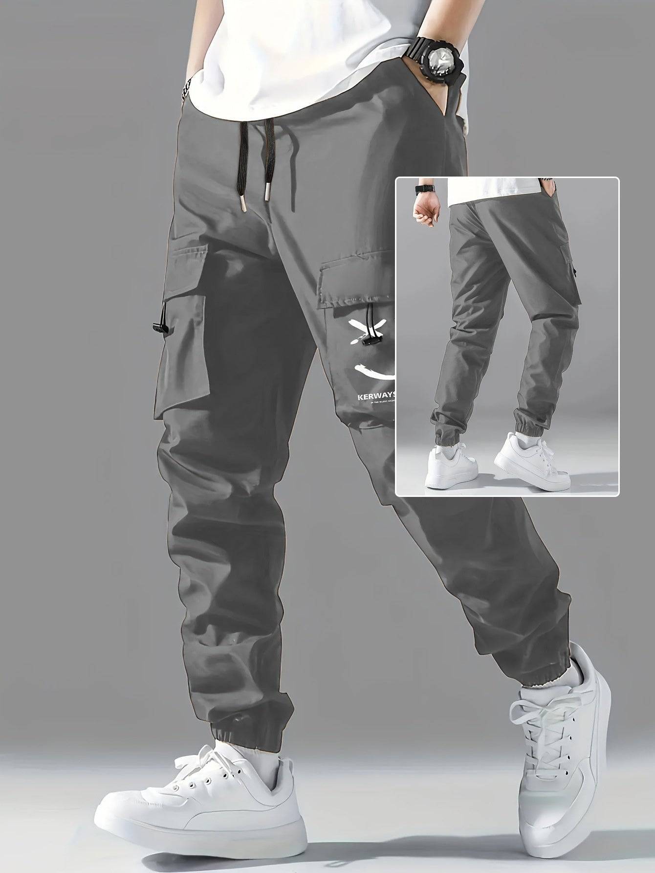 Mens Straight Leg Ankle Tie Durable Workwear Pants Everyday