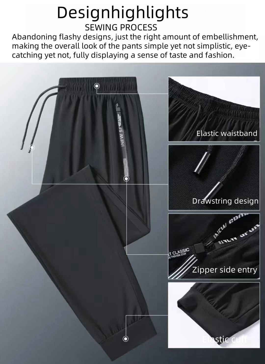 Pants Ice Silk Lightweight Stretch Breathable Quick Dry