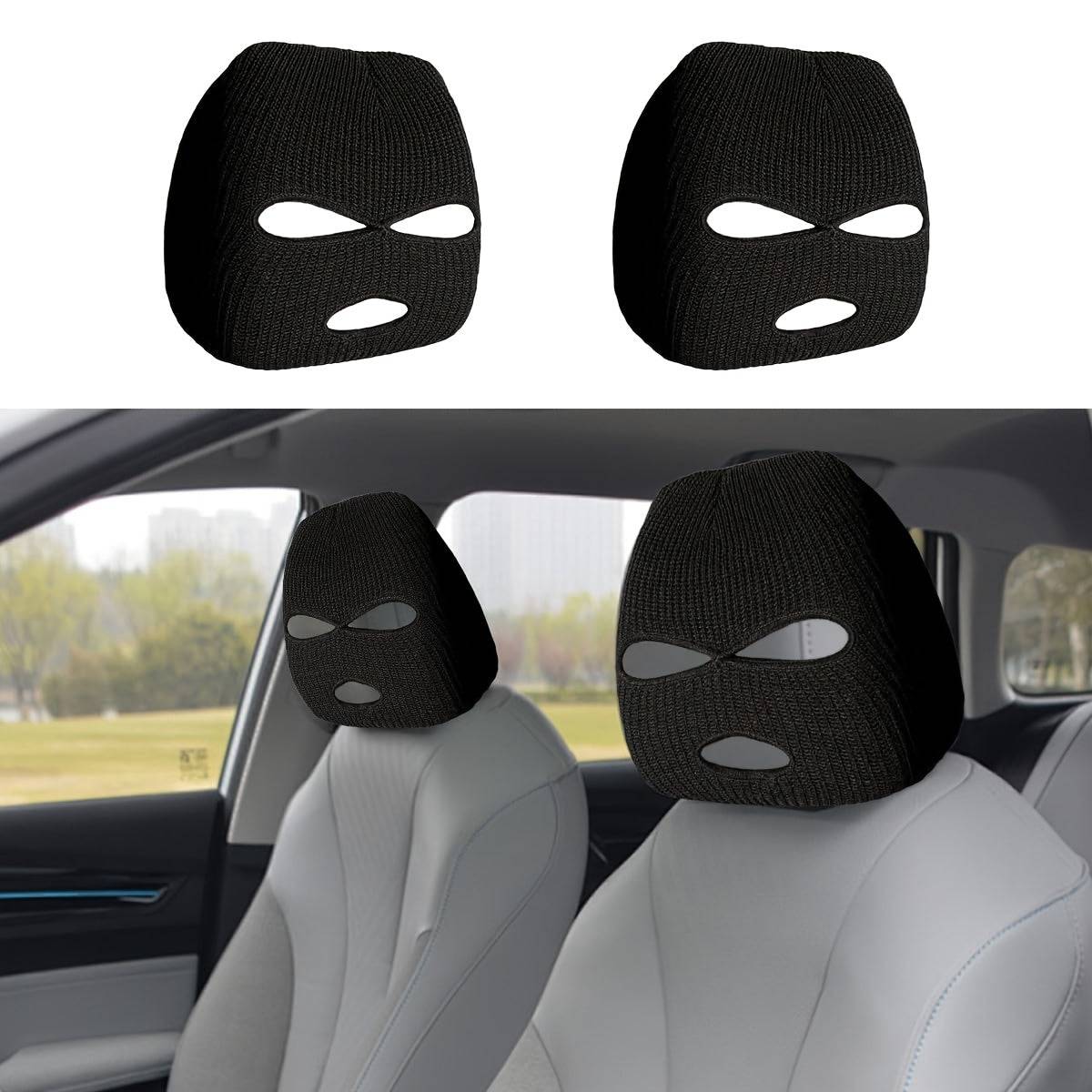 Car Headrest Covers Fun Seat Protectors with Full Face Mask Design Universal Fit Interior Accessories for Most Vehicles