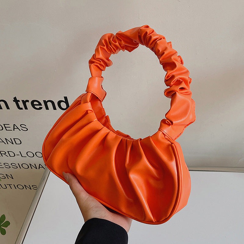 Women Cloud Pleated Shoulder Bag in Pure Color