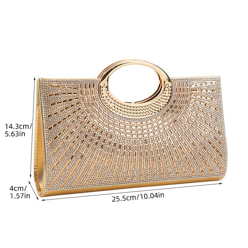 Elegant Women’s Evening Clutch Bag – Sparkling Rhinestone Detail, Golden & Black Options, Perfect for Weddings, Parties & Formal Events