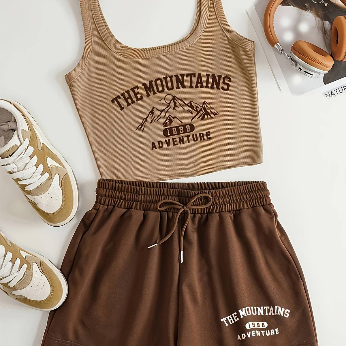 Women’s Printed Pants Set Breathable Sleeveless Top & Comfortable Casual Trousers for Spring & Summer