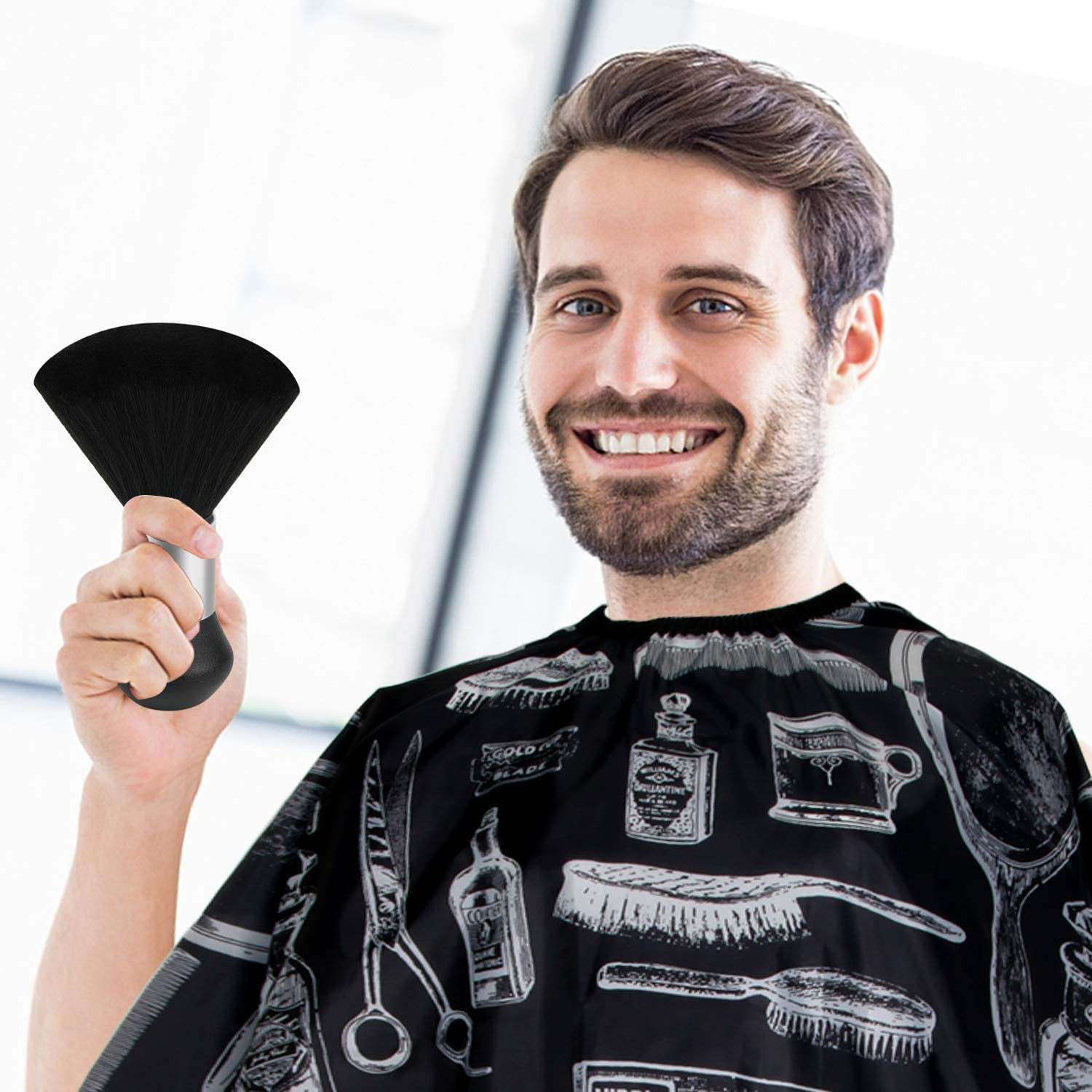 Professional Barber Cape with Snap Closure and Brush