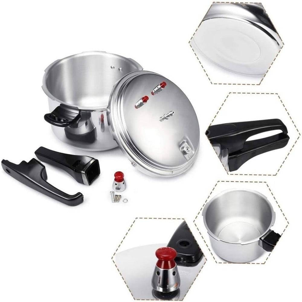 8-Quart Aluminum Pressure Cooker – Stovetop Compatible with Exhaust Valve, Safety Features & Canning Rack
