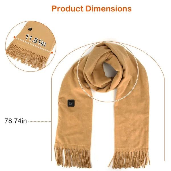 Scarf Electric Heated USB Soft Faux Wool 3 Level Winter Wrap