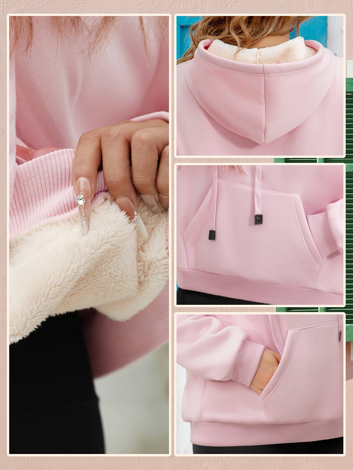 Womens Velvet Hoodie Pullover With Drawstring