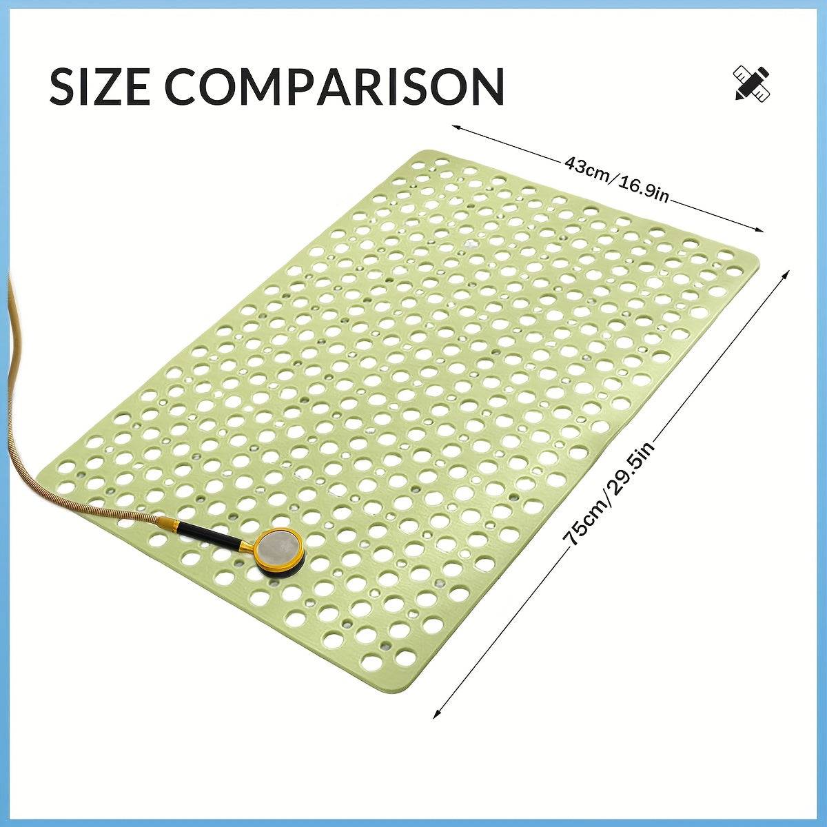 Quick-Dry Non-Slip Massage Bath Mat 43x75cm Suction Cup Mat with Drain Holes & Rings for Home & Hotel Use