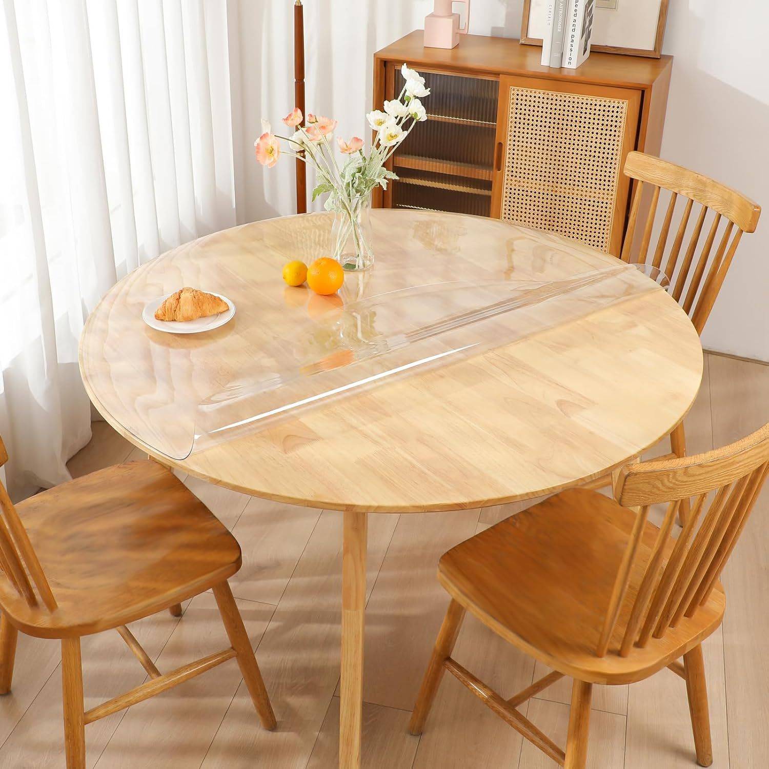 2mm Thick Transparent PVC Tablecloth Protector Durable Easy-Clean Circular Cover Multiple Sizes for Dining
