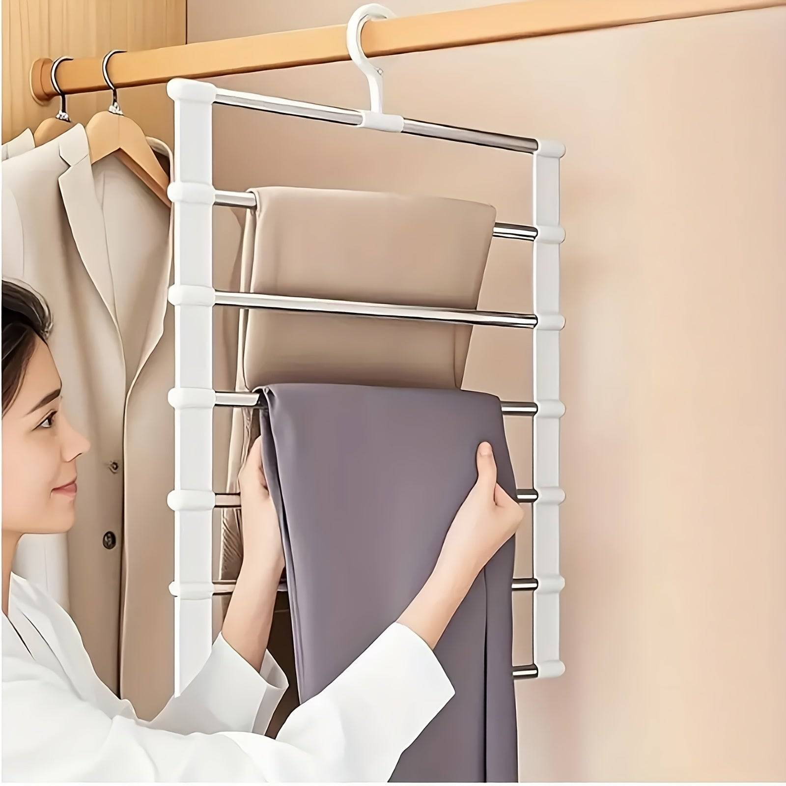 Stainless Steel Multi-Garment Hanger 1/2/3 Pack Heavy-Duty Space-Saving Closet Organizer for Pants, Jeans, Shirts, Towels & Scarves