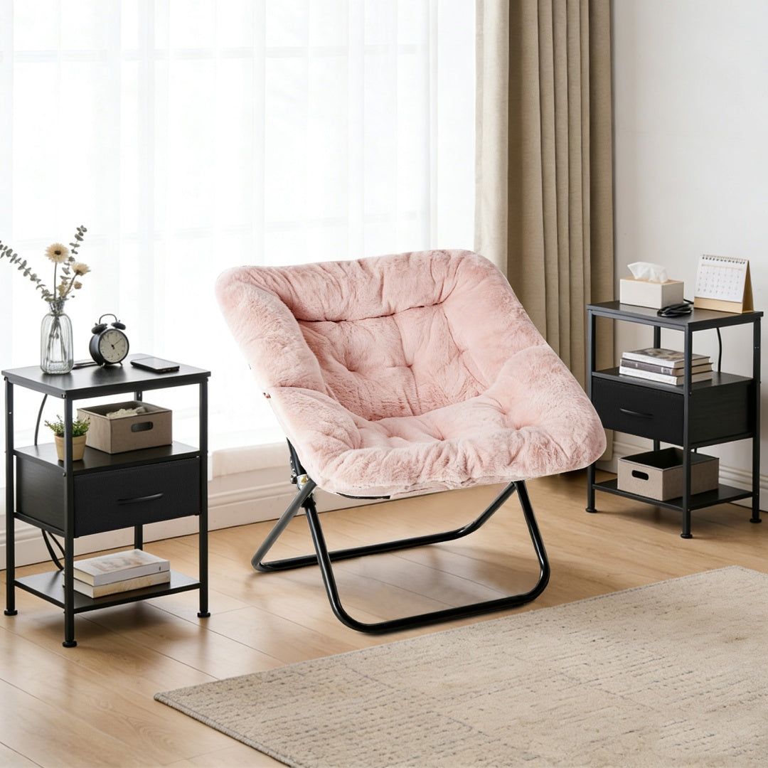 Nightstand with USB and Type C Charging Fabric Drawer