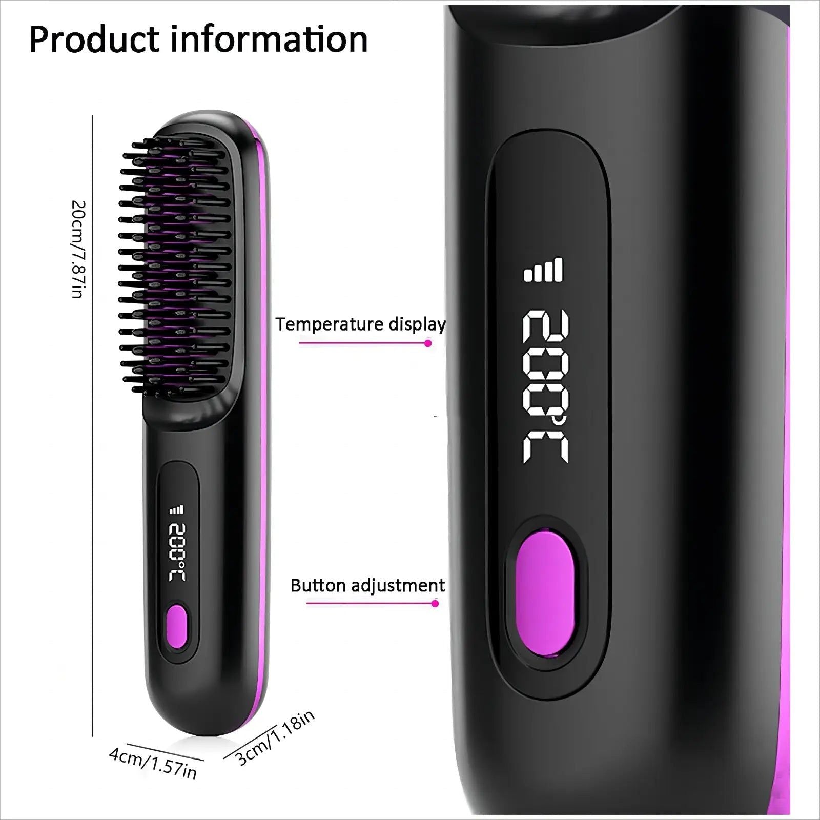 Cordless Ionic Hair Brush with LED Temperature Control