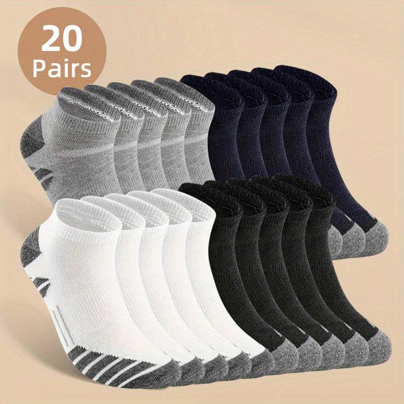 20 Pairs Men’s Low-Cut Socks – Anti-Odor, Sweat-Absorbing, Comfortable & Breathable Socks for Daily and All-Season Outdoor Wear