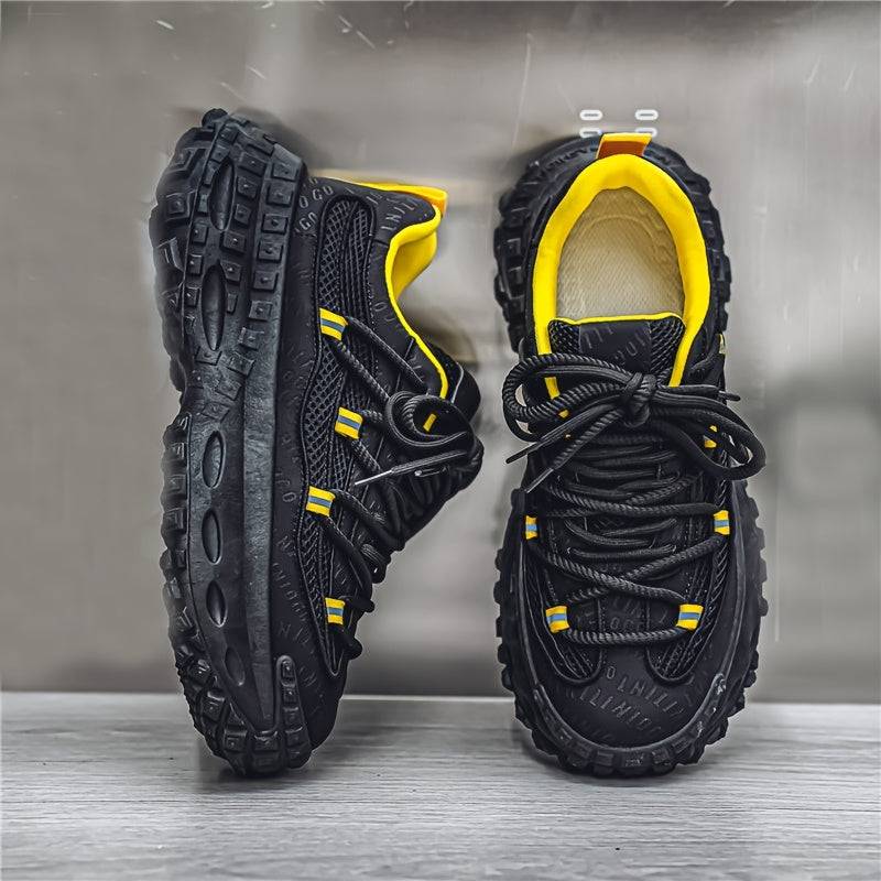 Men’s Chunky Platform Sneakers with Height-Increasing Sole & Non-Slip Rubber Outsole, Durable Lace-Up Shoes for Gym & Casual Wear