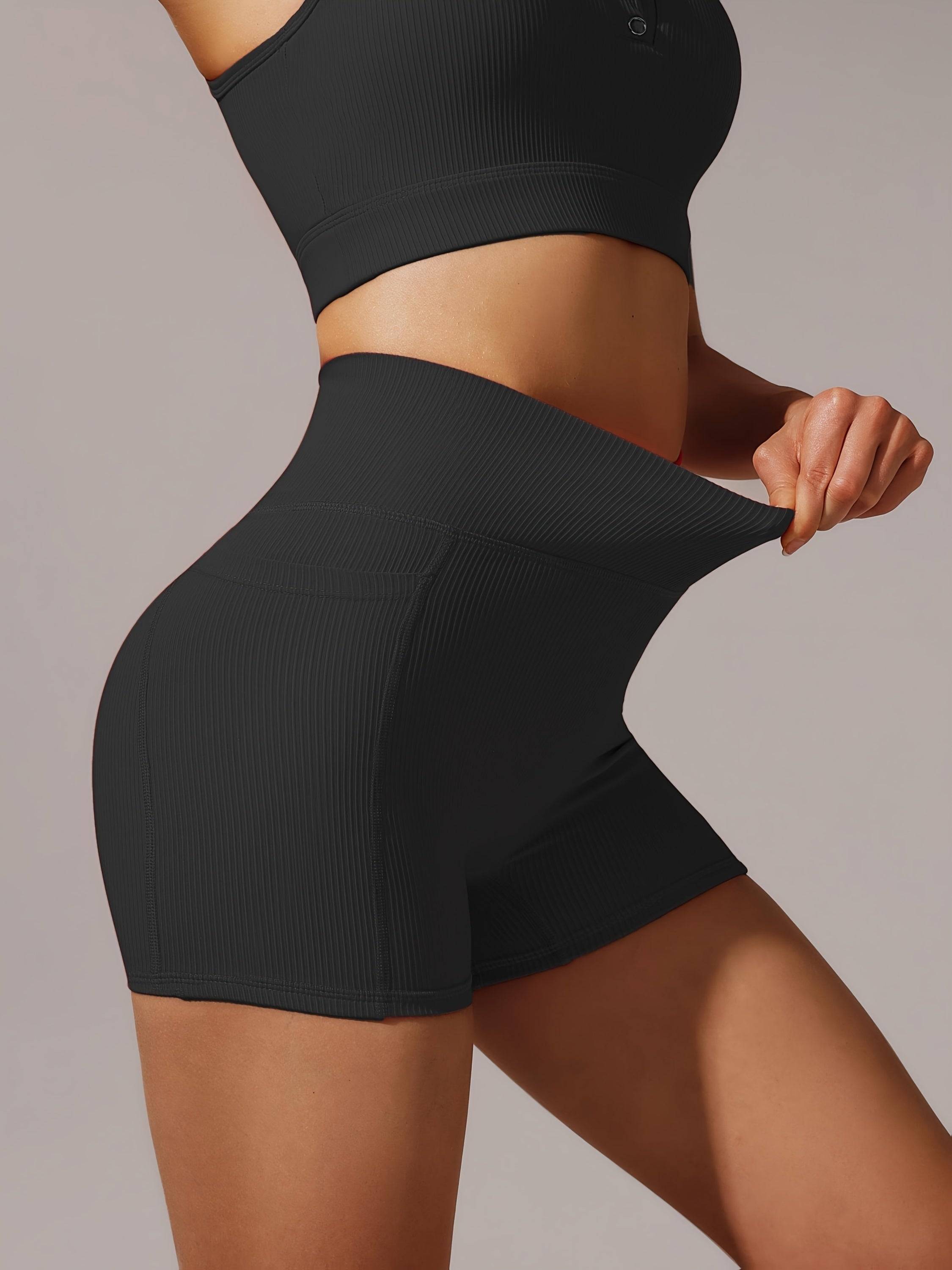High Waisted Yoga Shorts Breathable Gym Running Fit