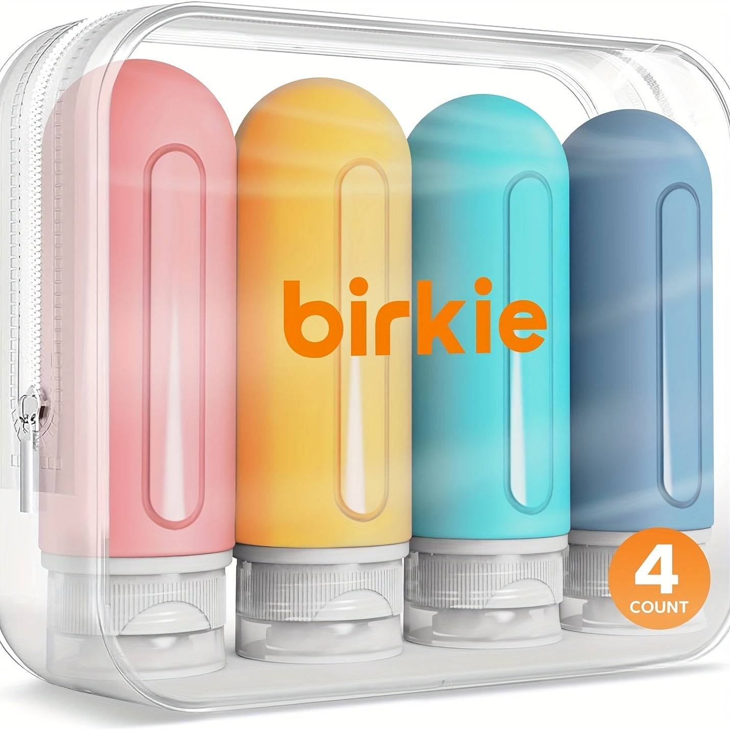 Silicone Travel Bottles Set 3oz (4-Pack), Refillable Leak-Proof Toiletry Containers for Shampoo, Conditioner and Liquids, TSA Approved
