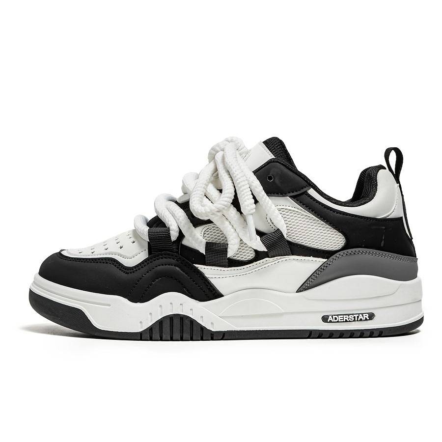 Men’s Chunky Thick-Soled Sneakers – Low-Top Lace-Up Casual Sports Shoes with Breathable Fabric Upper & Durable Rubber Sole for Daily Wear