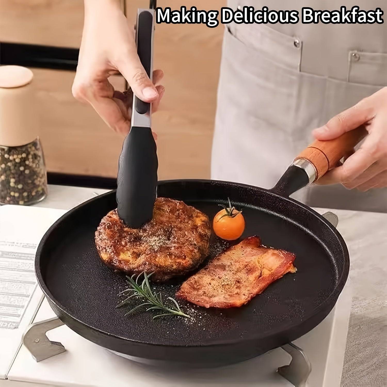 Heavy-Duty Cast Iron Skillet with Nonstick Surface 7.87" or 11" Pan for Even Heat Cooking Compatible with Induction, Gas, Oven & Outdoor BBQ