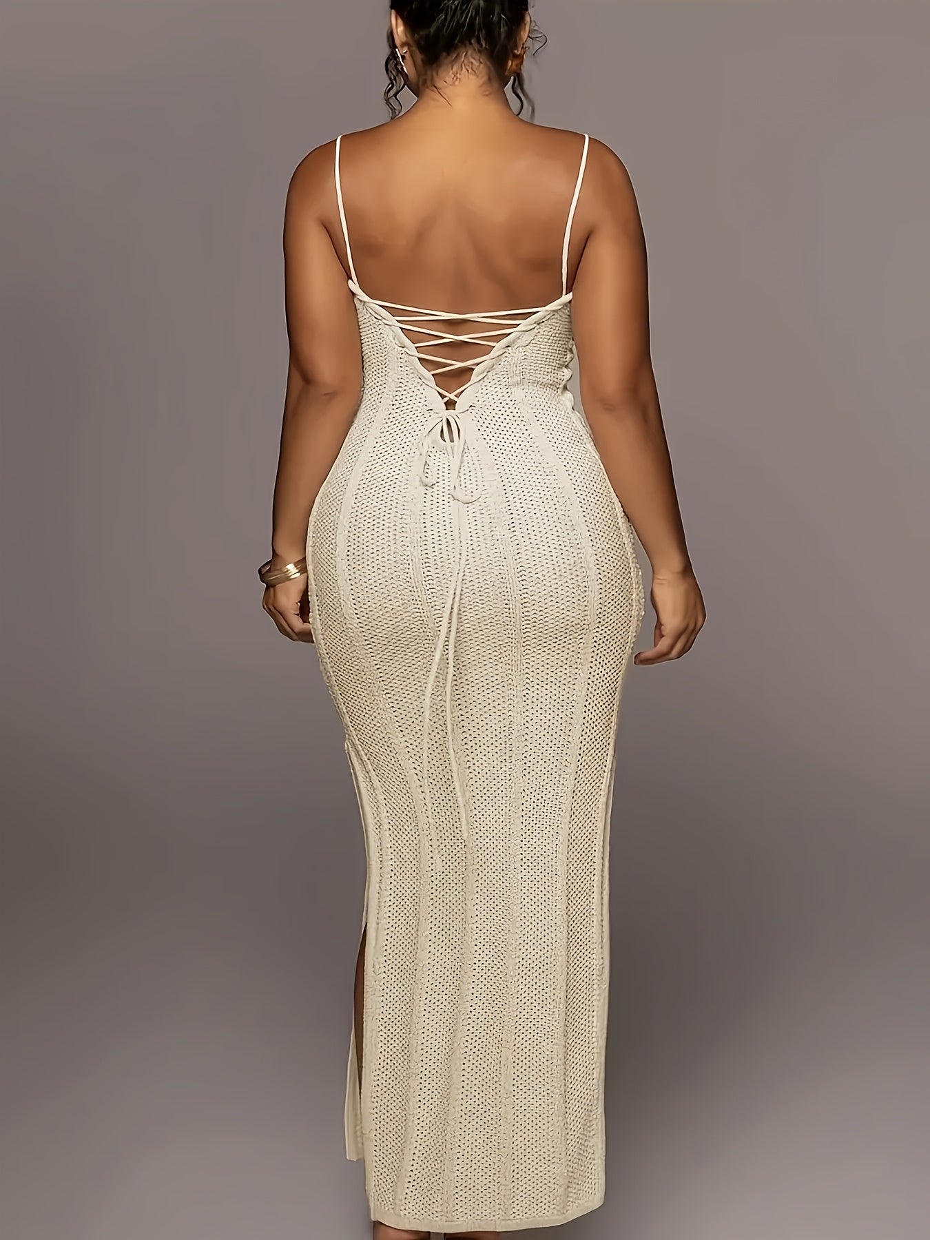 Women's Backless Halter Dress – Elegant Tie-Back Long Dress for Spring & Summer Casual or Evening Wear