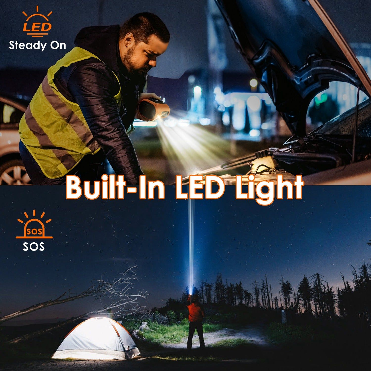 Portable Waist Clip Fan With LED Light And Power Bank