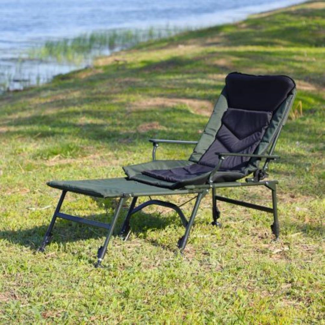 Folding Chair with Recline and Detachable Footrest Camping