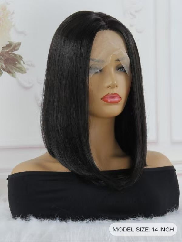 Secure 14 Inch Bob Synthetic Wig With Glueless Lace Front