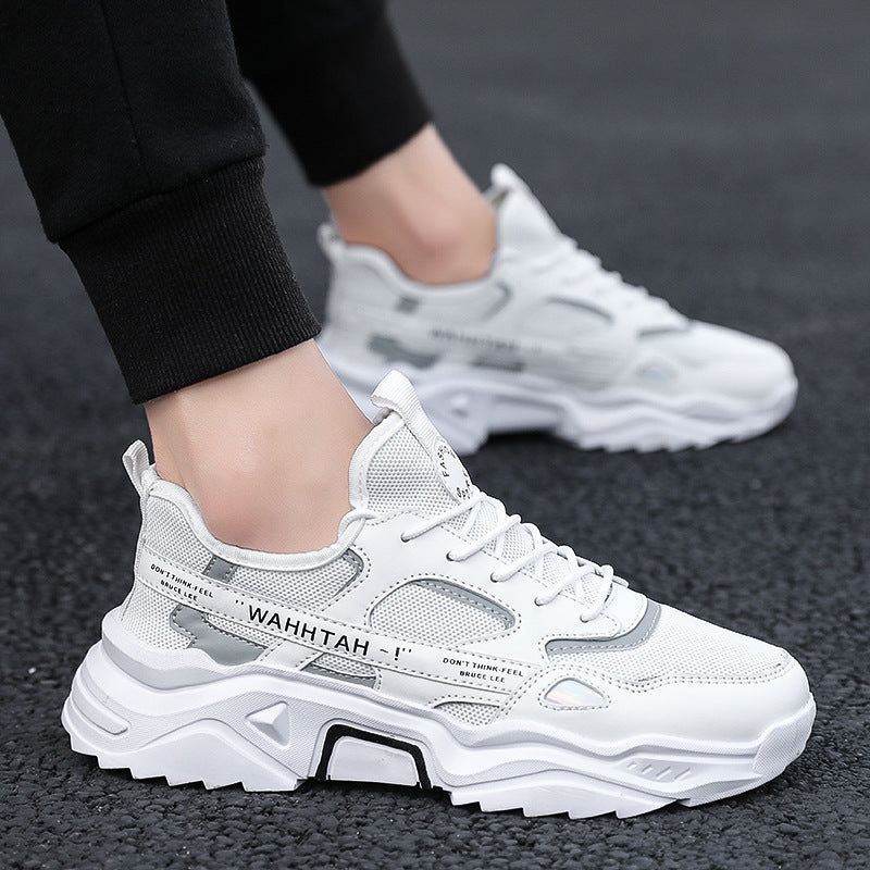 Men’s Casual Platform Sports Shoes Color Block Lace-Up Sneakers with PVC Rubber Sole Lightweight Design