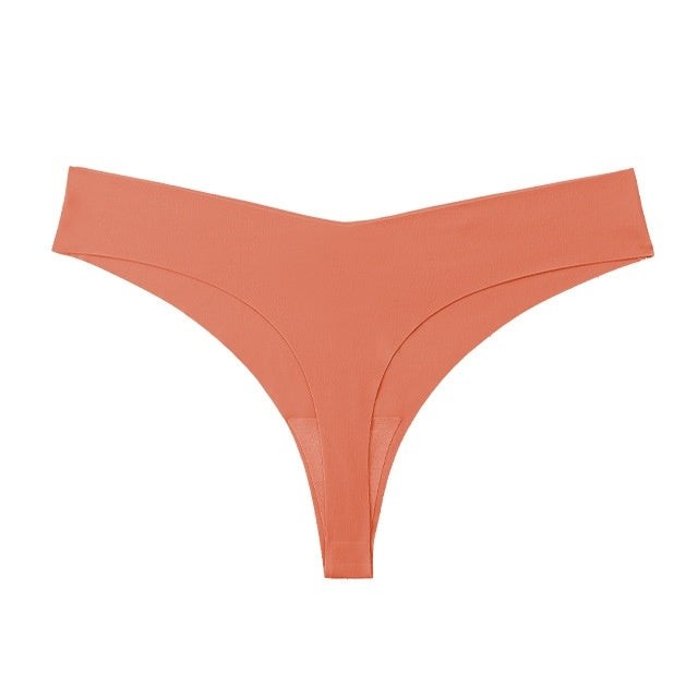 Women’s Low Waist Seamless Thong Ice Silk Nude Feel with Cotton Crotch Breathable T-Back Underwear