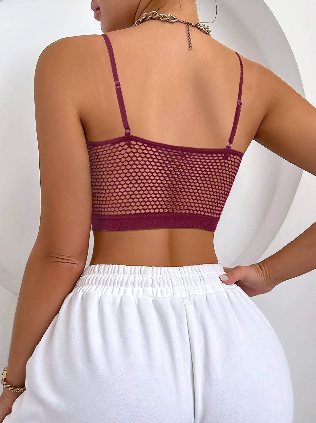 5pcs Women’s Strapless Camisole Bras, Solid Color Wireless Bras with Breathable Mesh and Adjustable Straps