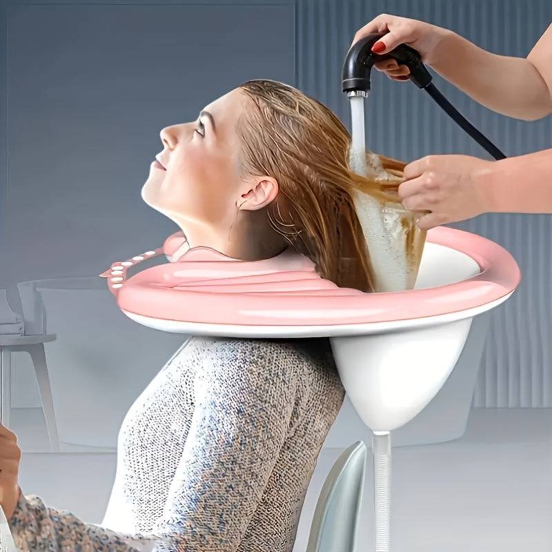 4pcs Inflatable Portable Shampoo Basin with Air Pump & Drainage – Lightweight Foldable Wash Basin for Elderly, Disabled, Pregnant & Bedridden