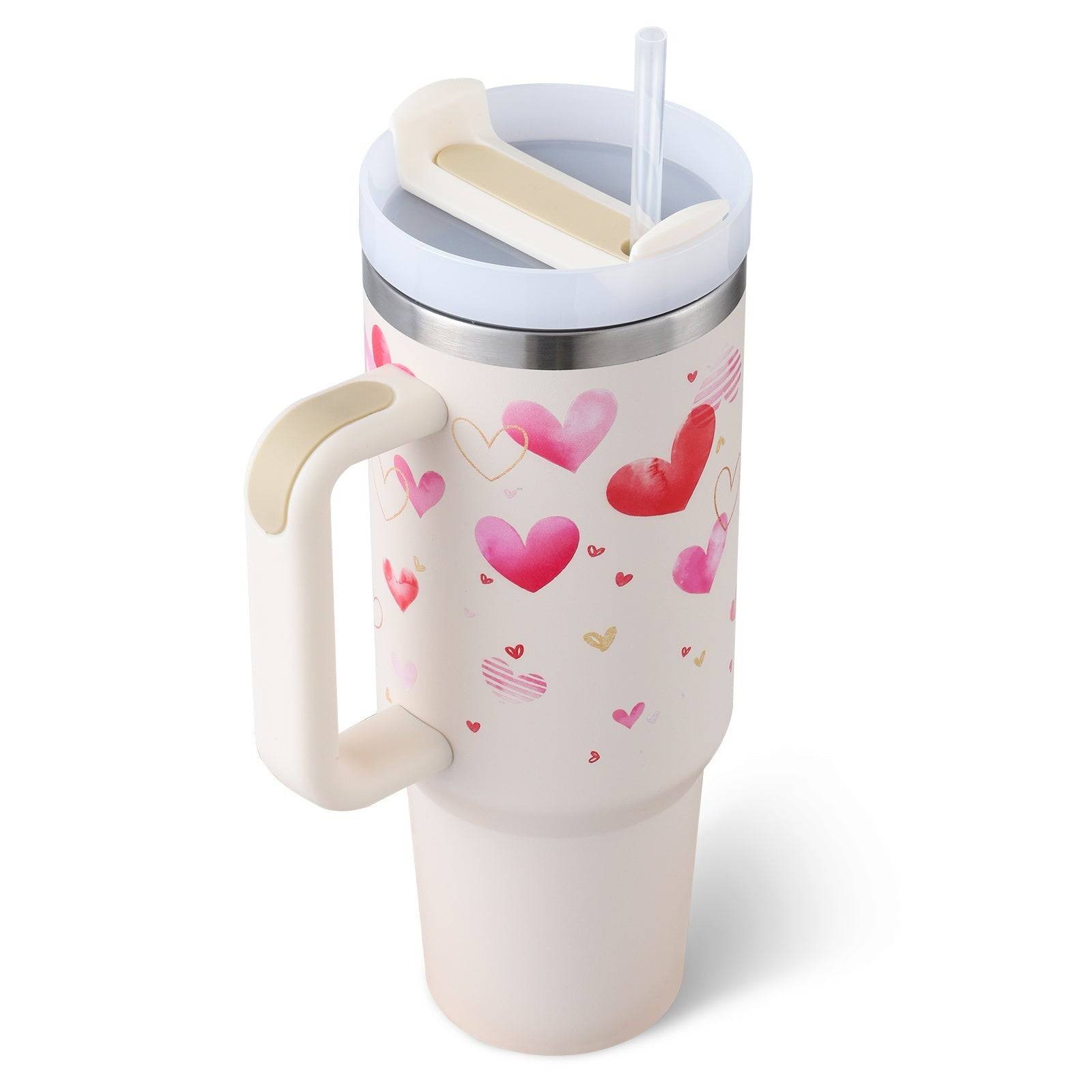 40oz Stainless Steel Insulated Tumbler with Handle and Straw