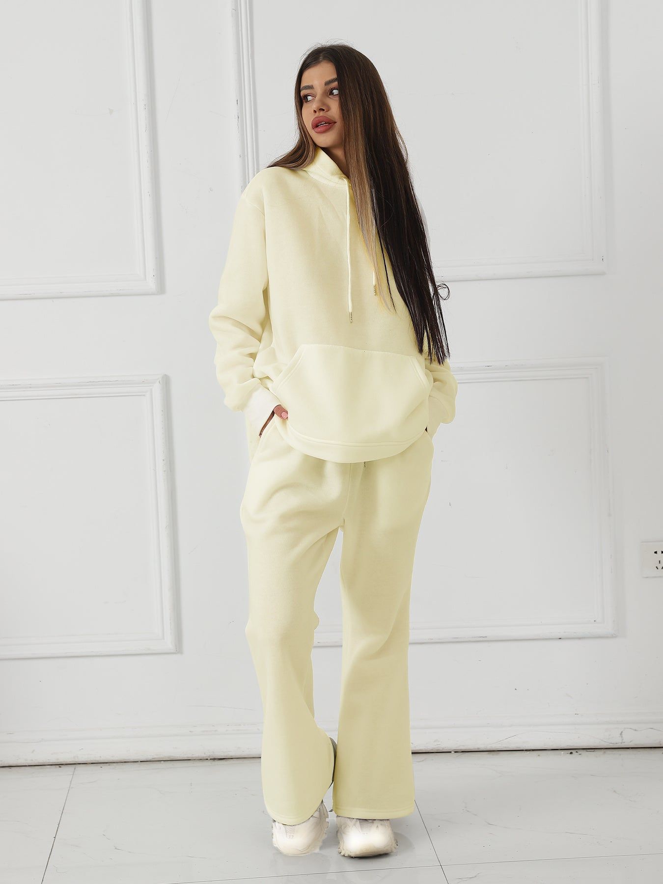 Women Two Piece Sets Solid Color Sweatshirt Outfit