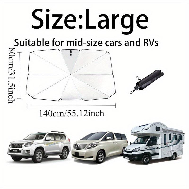 Portable Car Sunshade Umbrella Front Windshield Sun Protection & Heat Insulation with Storage Bag for Cars and RVs