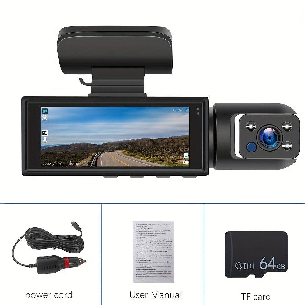 Podofo Dual Camera 1080P Dash Cam Front & Inside Car DVR with IR Night Vision, Wide Angle & Loop Recording