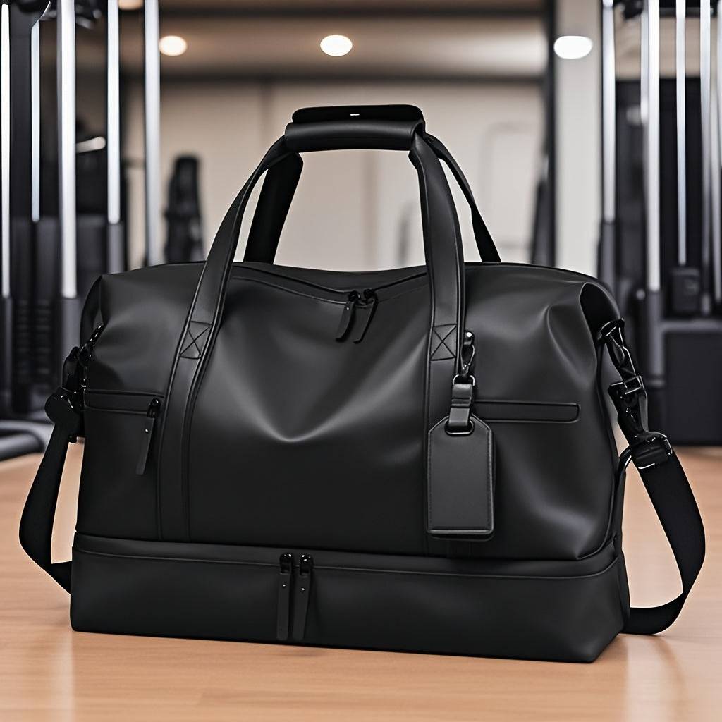 Large Capacity PU Duffel Bag Weekender with Shoe Compartment & Wet Pocket for Travel, Gym, Sports & Daily Use