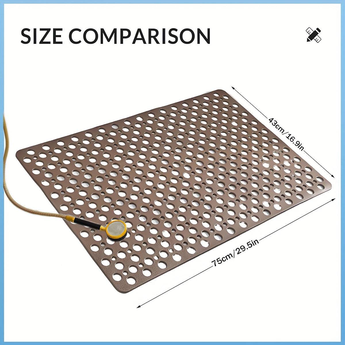 Quick-Dry Non-Slip Massage Bath Mat 43x75cm Suction Cup Mat with Drain Holes & Rings for Home & Hotel Use