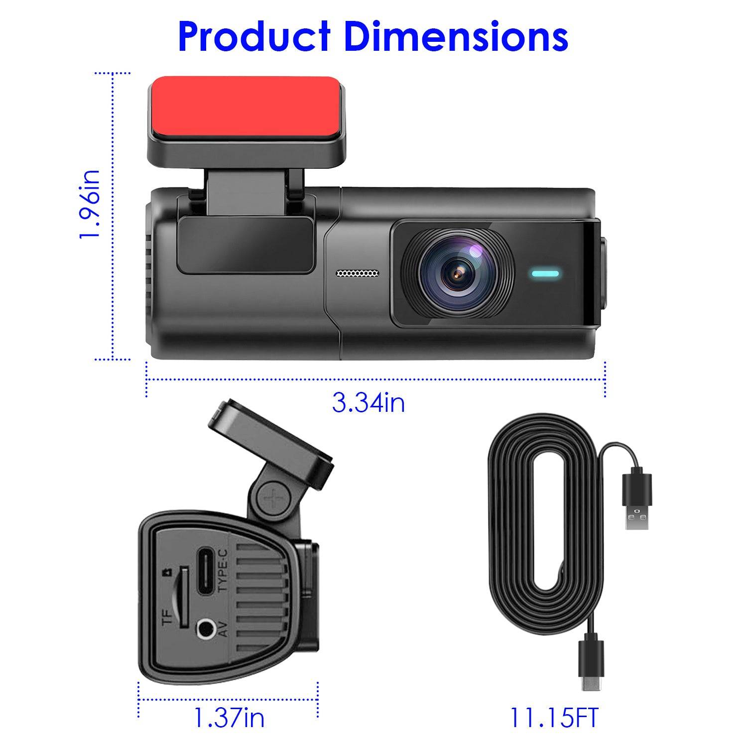 2K Dash Cam with Night Vision and IPS Screen