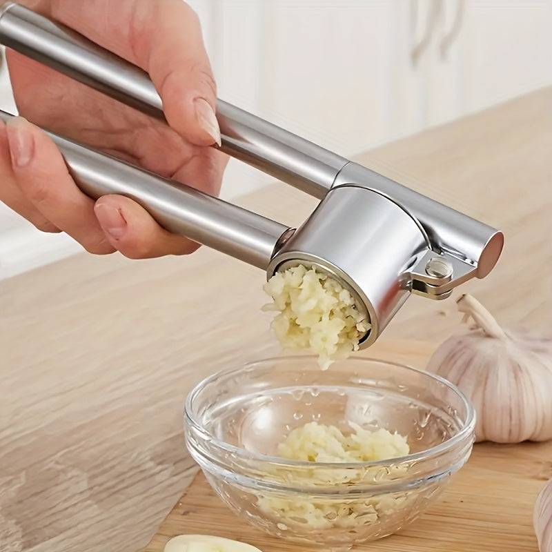 Stainless Steel Garlic Press with Peeler Heavy-Duty Manual Crusher with Removable Insert Easy-Clean Kitchen Tool for Effortless Garlic Prep at Home or in Professional Kitchens