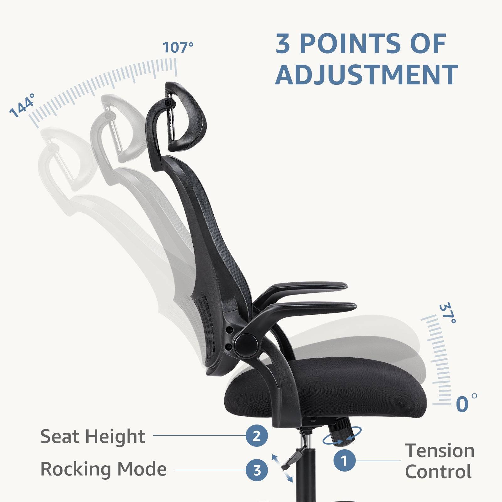 Ergonomic Office Chair with Adjustable Headrest Support