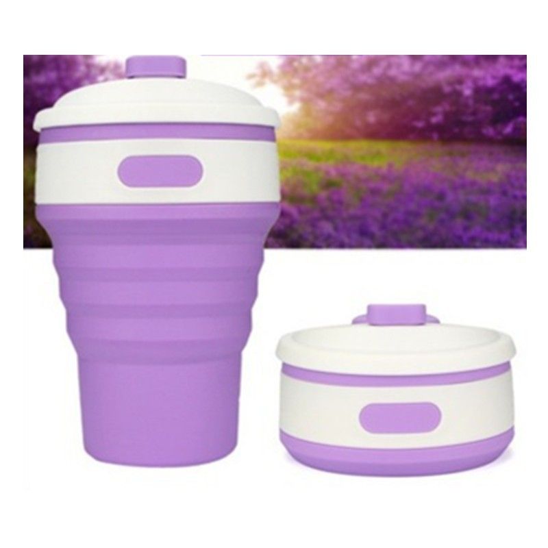 Collapsible Silicone Travel Cup 350ml BPA-Free Folding Coffee Mug with Leak-Proof Lid and Handle