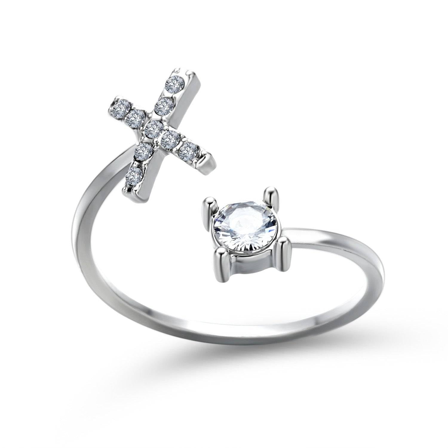 Adjustable Letter Ring with Zircon 26 Initial Design Women