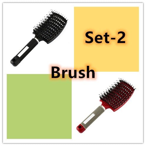 Bristle and Nylon Hair Brush with Massage and Soft Handle