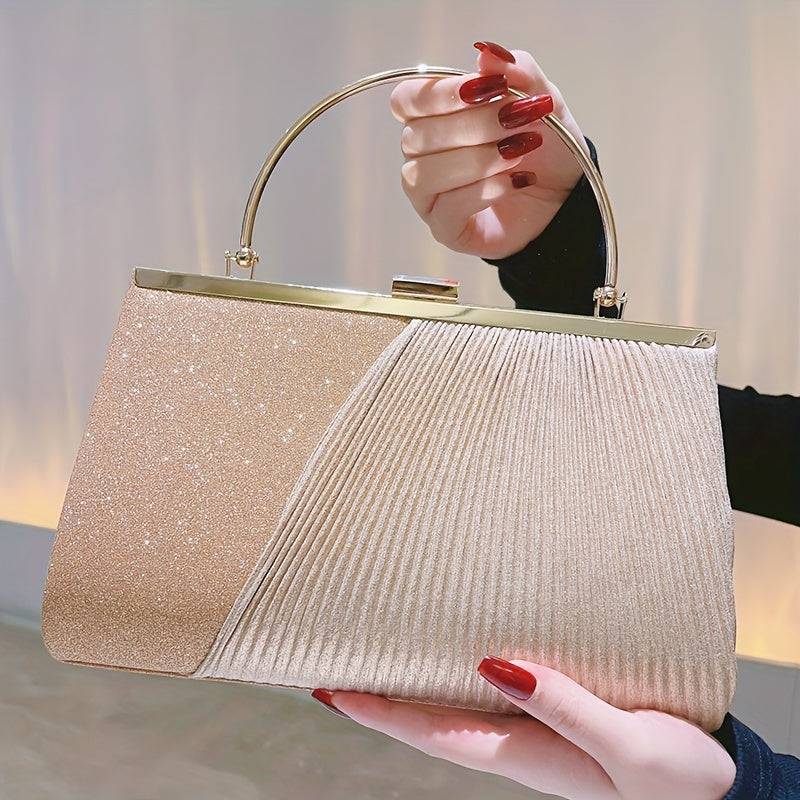 Women’s Golden Shiny Evening Clutch – Glitter Sequin Envelope Handbag for Weddings, Parties, Prom & Formal Events