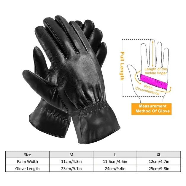 Unisex PU Leather Winter Gloves Warm and Windproof