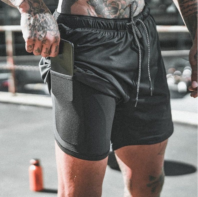 Lightweight Compression Shorts with Phone Pocket