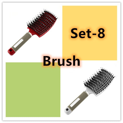 Bristle and Nylon Hair Brush with Massage and Soft Handle